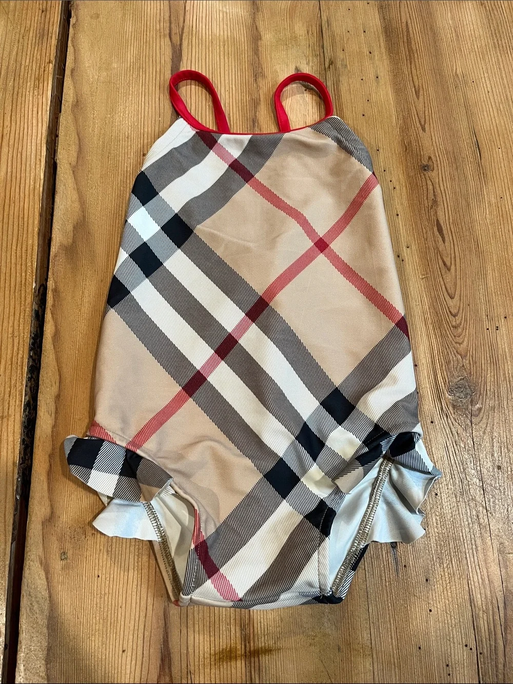 BURBERRY Children 2T Nova Check One-Piece Swim Suit Bathing Suit Ruffled